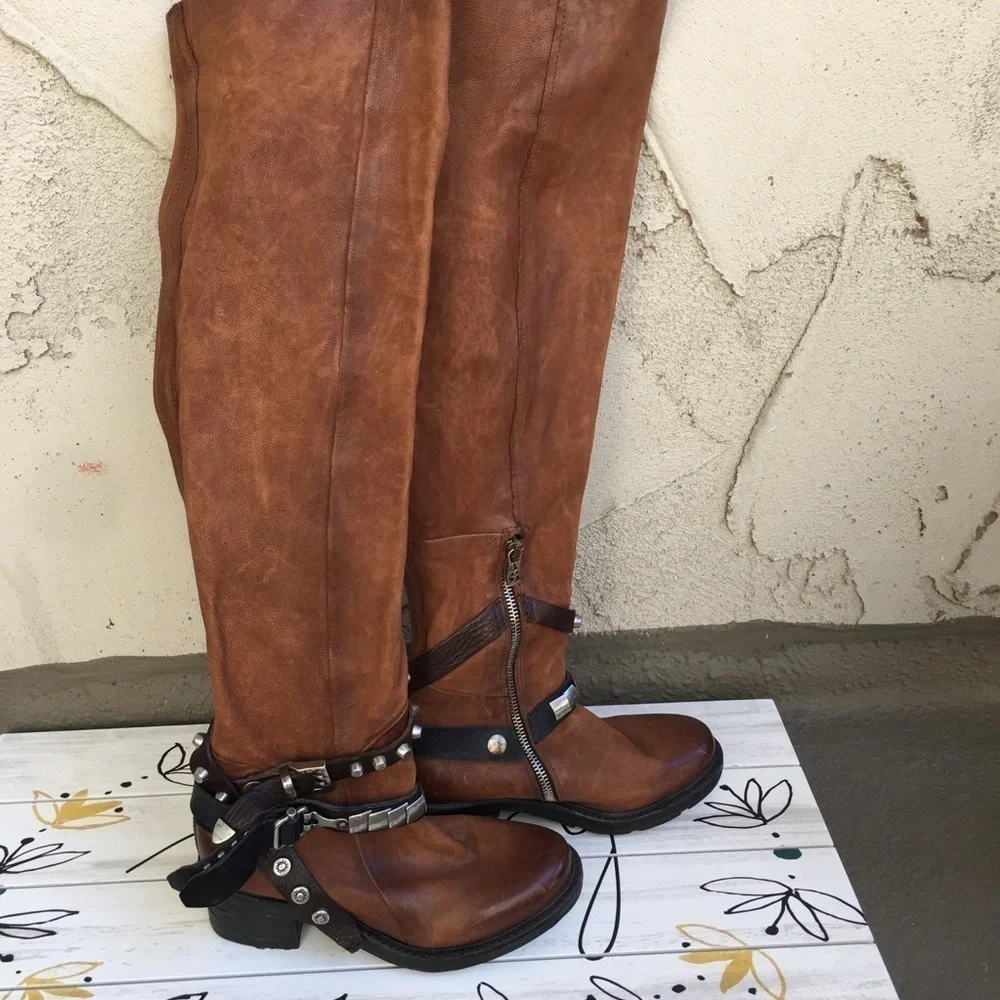 Free People x A.S.98 over the knee Boots in brown size 6